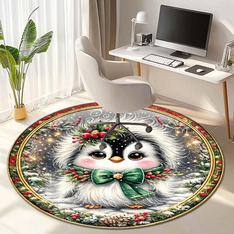 Cute Christmas Day Gift Bell Santa Claus Snowman Christmas Tree round rug Home Soft Decorative Anti slip Chair Mat Carpet Outdoor Floor Mat Carpet 109