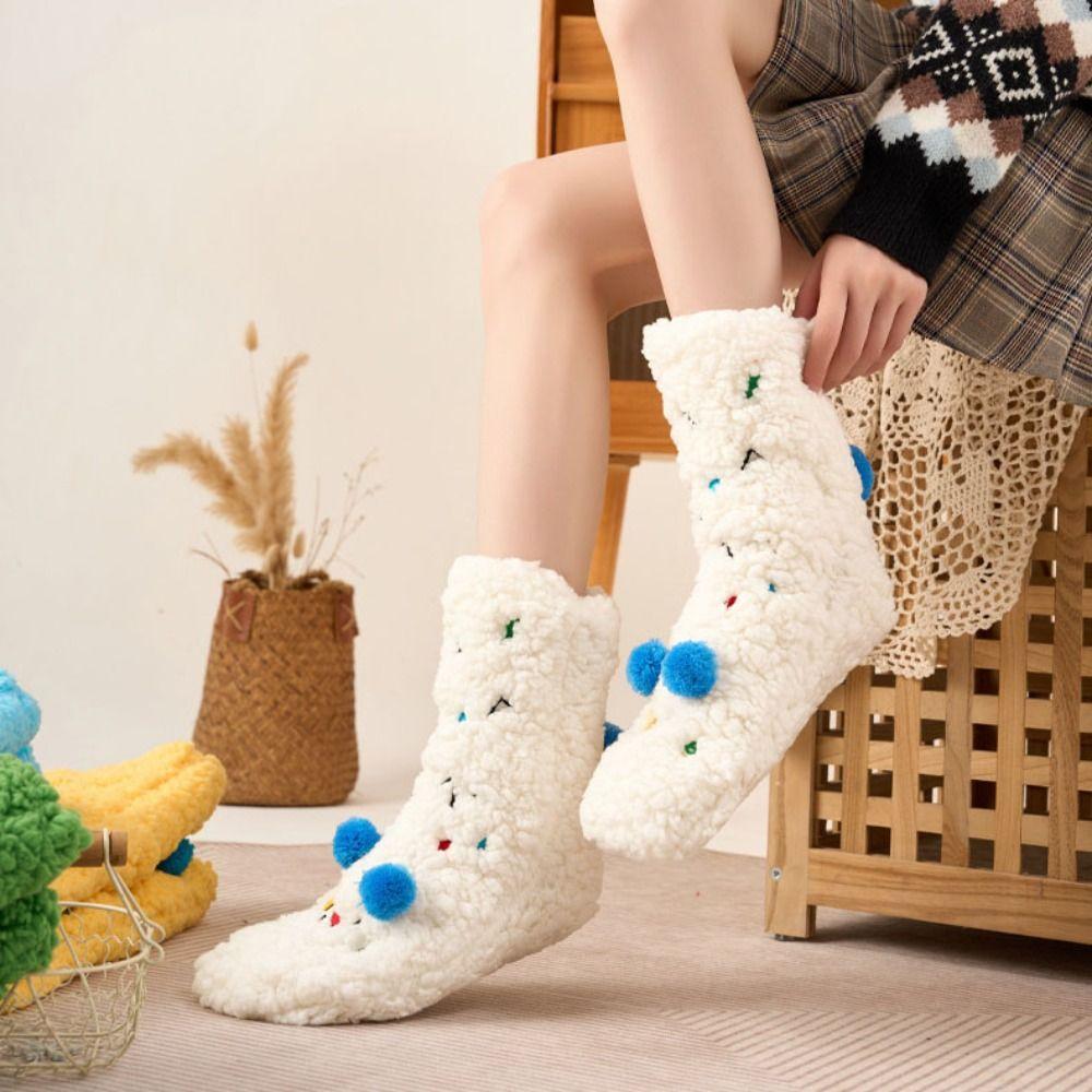 Cartoon Thickened Floor Socks Mid Tube Fleece Sock Women Cute Sleeping Slipper Socks Winter