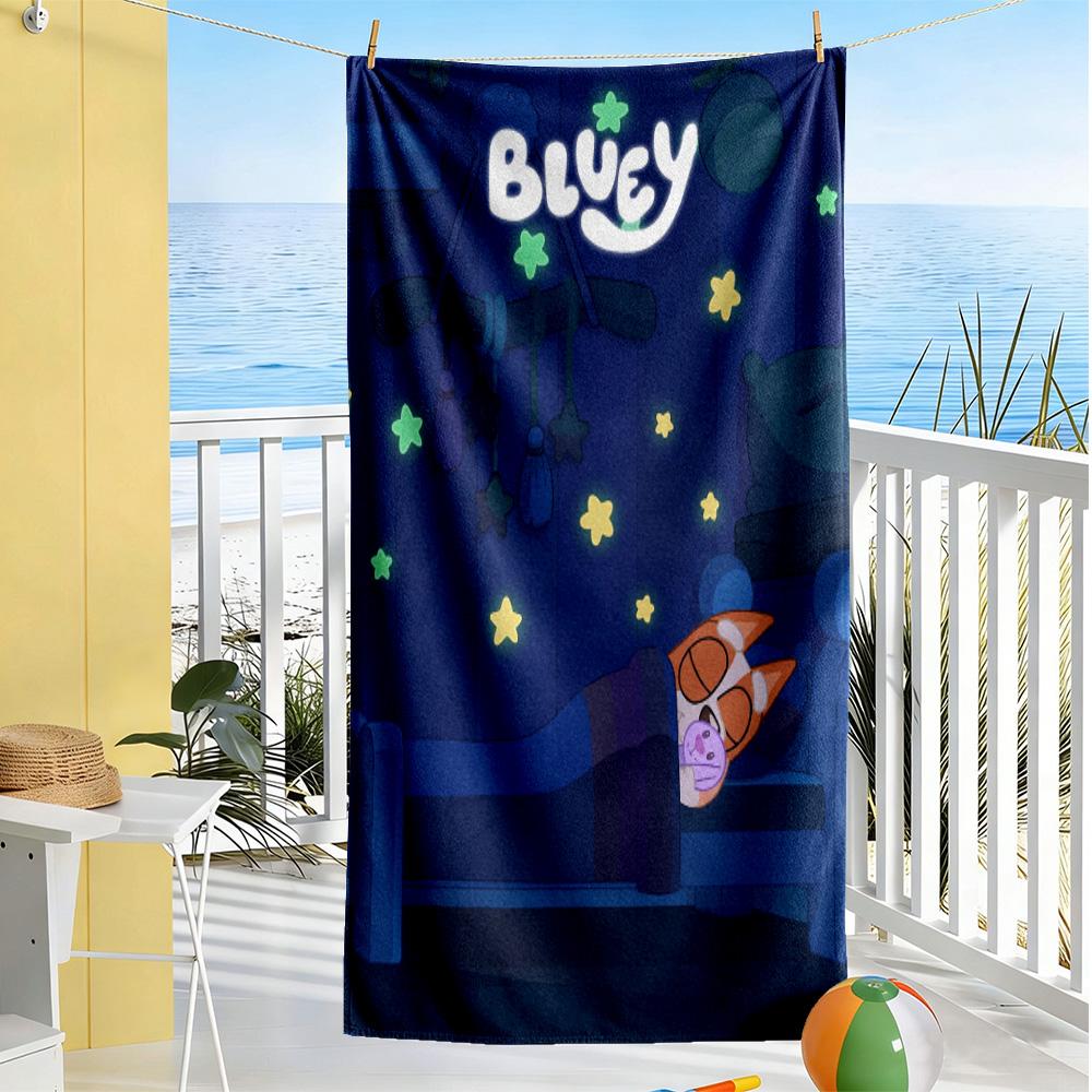 Bluey's Colorful Friends Beach Towel Super Soft Microfiber Quickdry Fabric Comfortable Lightweight Perfect for Traveling Yoga Camping and Swimming