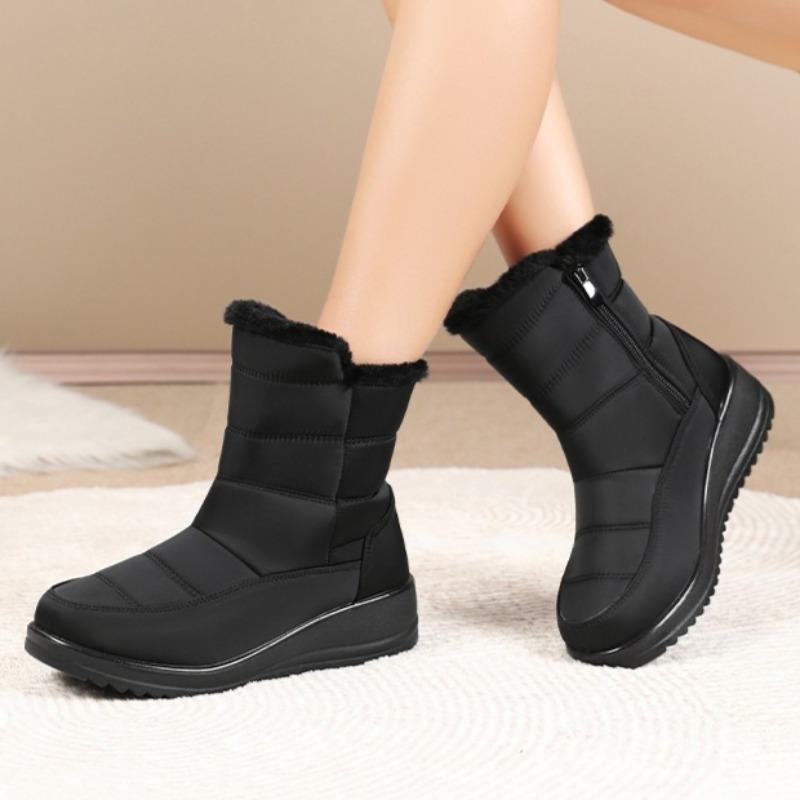 Hochwertige Warme Pelz Damen Winterstiefel Dicke Sohle Lässig Outdoor Baumwollschuhe Kältebeständig Keilabsatz Schuhe für Damen