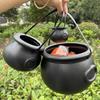 Halloween Witch Cauldron: Black Flame Pot Candy Bucket Ornaments