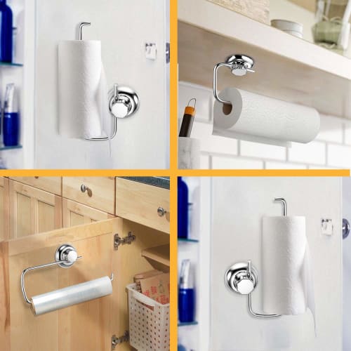MaxHold Kitchen Paper Holder, Stainless Steel Suction Cup Type, Vacuum Adhesive, Kitchen Paper Storage, Towel Holder, Towel Hanger, for Kitchen and Ba