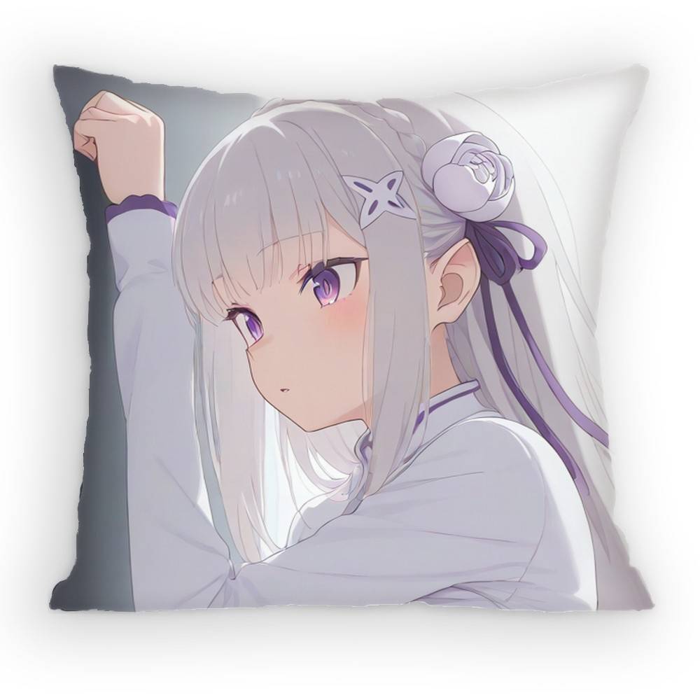 re zero infinity Emilia Cute Anime GGirl Pillow Case Sofa Living Room BedroomHeadboard Backrest Cushion Square Cushion Nap Time