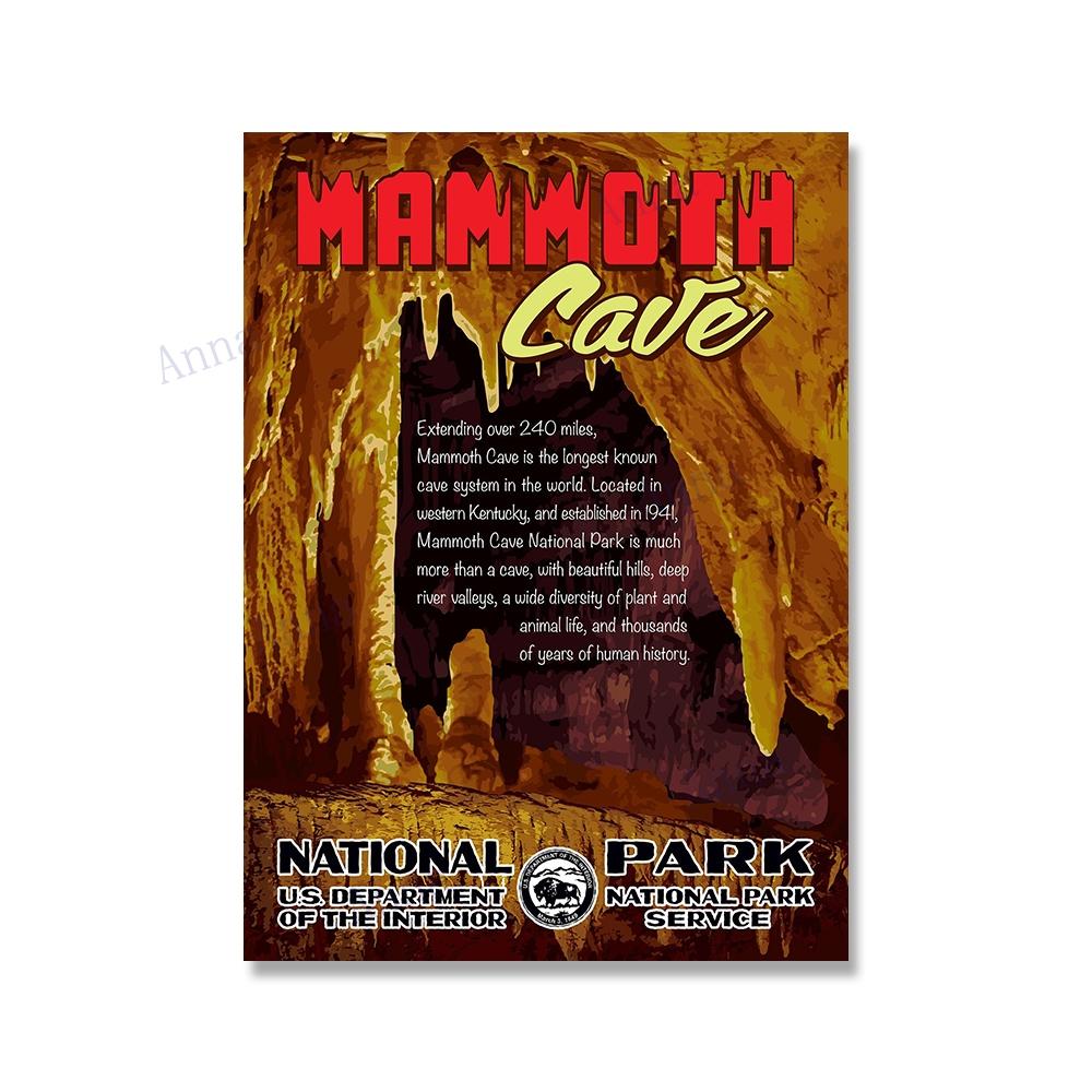 National Park Print Mountain Vintage Art Canvas Painting Travel Cities Posters Retro Landscape Wall Art Picture for Living Room