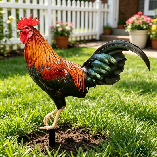 Realistic Acrylic Animal Yard Stake, 2D Flat Chicken Goose Bird Bunny Garden Sign for Pathway, Patio, Lawn Outdoor