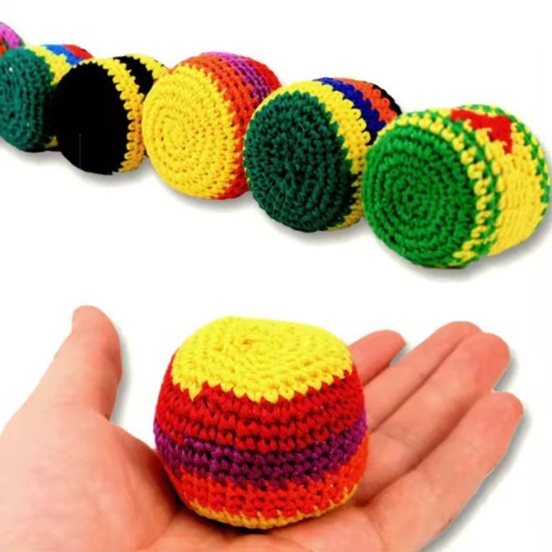 3/6/12Pcs Hand-Made Knitted Footbag Funny Crochet Colorful Small Kick Sack Juggling Balls Indoor Outdoor Games