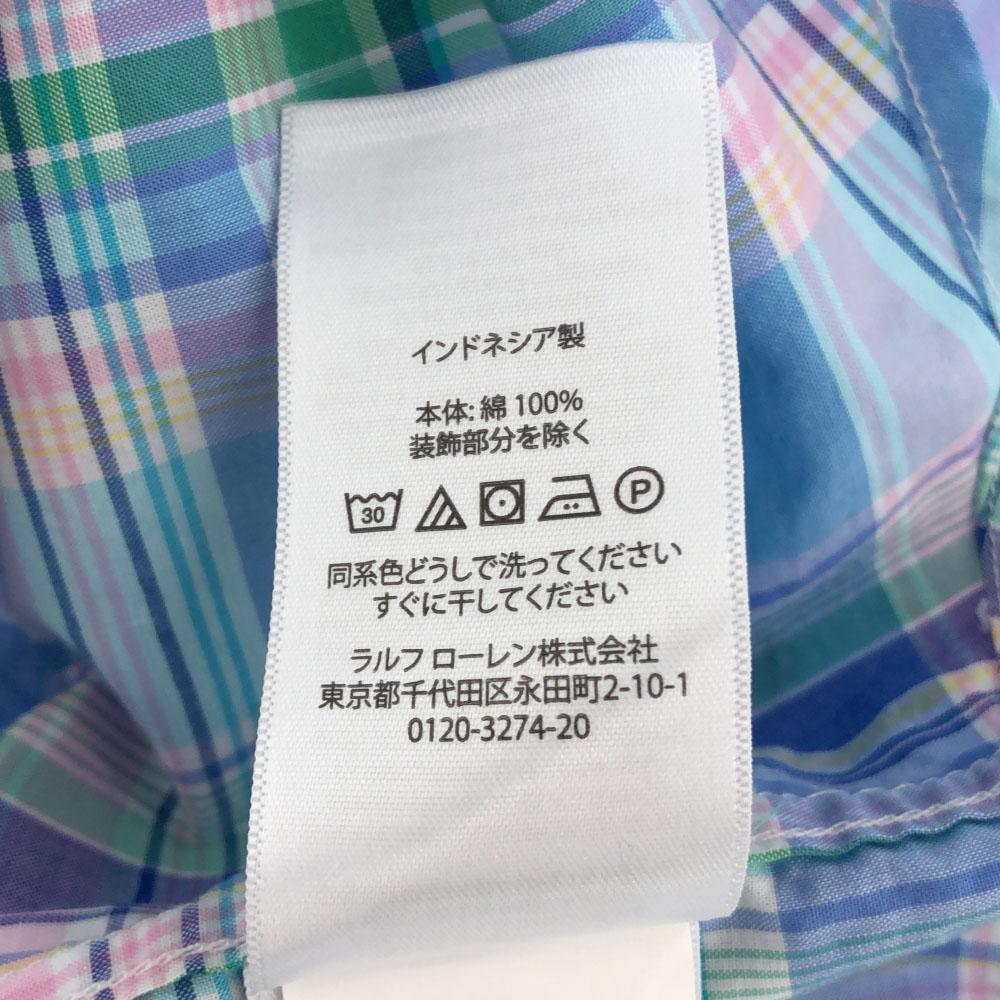 Unused RALPH LAUREN Check Short Sleeve Button Down Shirt XL(18-20) Blue Kid's Used