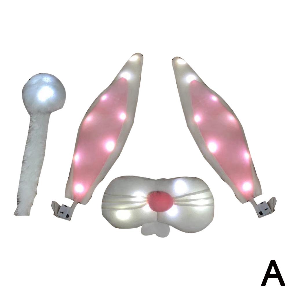 Светодиодные светящиеся розовые кроличьи уши, украшение для автомобиля, подарочный набор на Рождество, автомобильные аксессуары, пасхальные светящиеся кроличьи уши