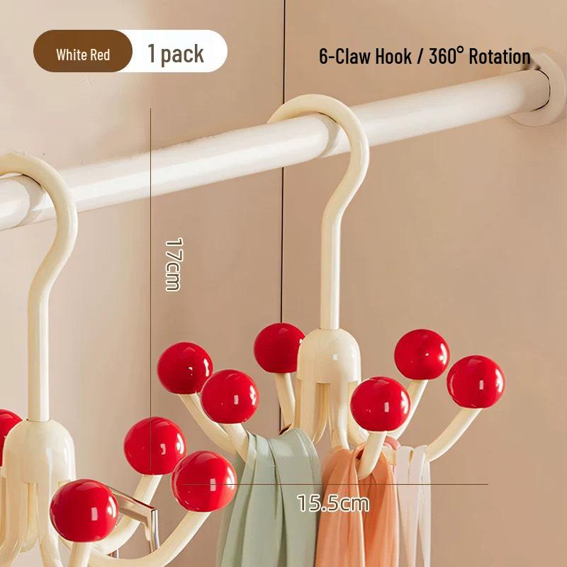 

360° Rotating Multi-Functional Coat & Hat Hook Rack for Home & Dorm красный/белый