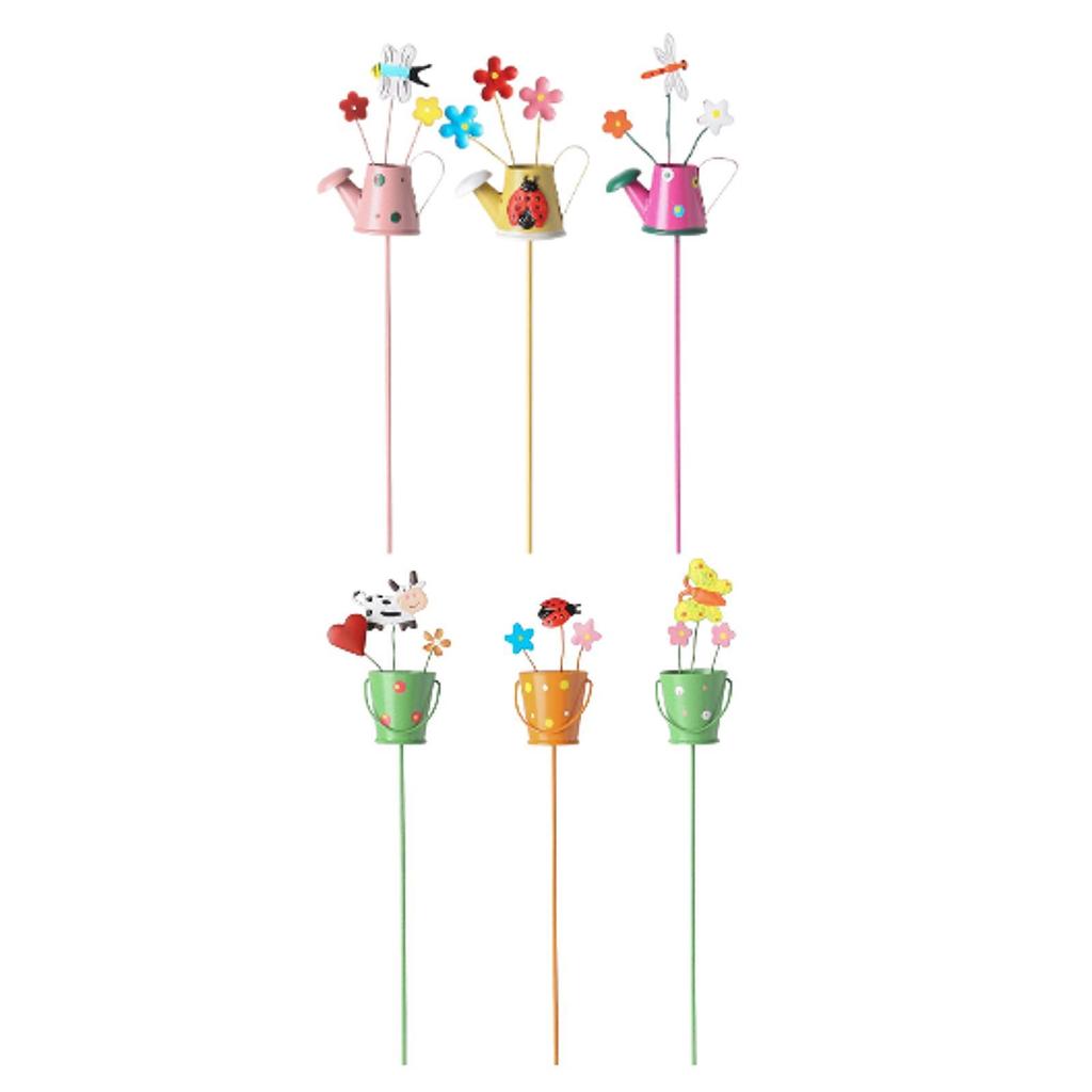 Pack of 3 Garden Stakes, Metal Flowers, Plant Stakes, Iron, Weatherproof