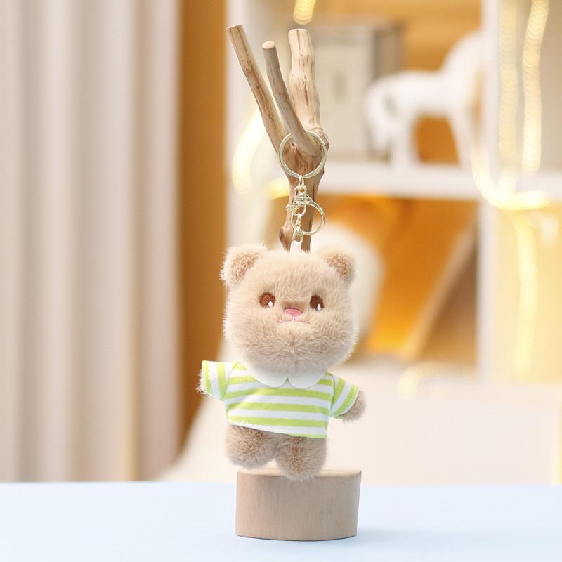 

Plush Bear Keychain With Soft Short Plush For Kids And Collectors Brown Green