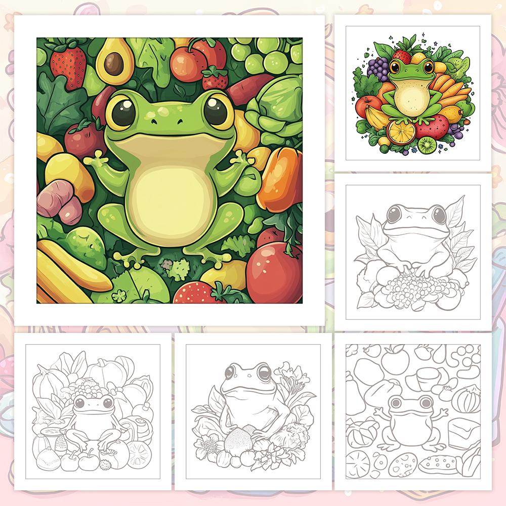 Frog Diary Coloring Book, Teenagers, Various Patterns, 100g Heavyweight Paper, Stress Relief, Birthday Gift
