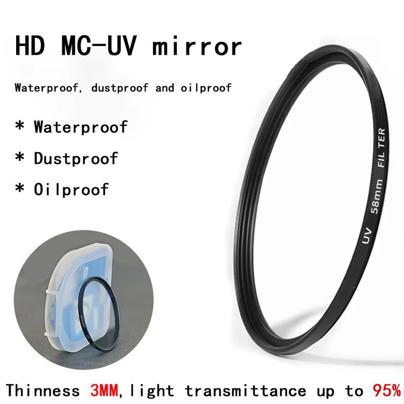 MYOBO Camera HD UV Filter + Len Hood + Lens Cap - 49 52 58 55 62 67 72 77 82 mm for DSLR SLR Camera Universal Lente Protector Ki
