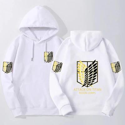 Attack Titan Print Men's Hooded Sweatshirt Anime Sports Sweatshirt Men's Fashionable Streetwear Long Sleeved Sportswear