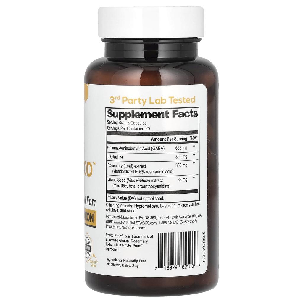 Natural Stacks, Gaba Brain Food, 60 Veggie Capsules