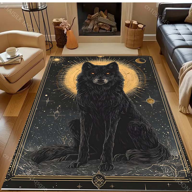 1PC Wolf Mythical Painting Carpet for Living Room Bedroom Sofa Doormat Decor Area Rug Non-slip Floor Mat Machine Washable