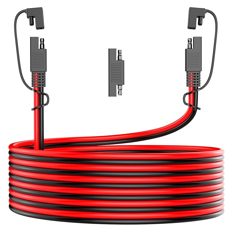 12AWG SAE Extension Cable, 10FT SAE Connector Extension Cable Quick Disconnect Wire Harness With Polarity Reverse Adapter For Solar Panel, Battery,