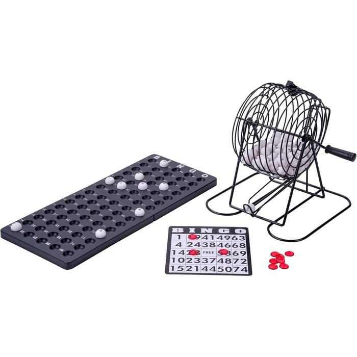 Mini jeu de bingo complet - Engelhart - 1-75 - 18 cartes grilles numérotées - 150 jetons colorés