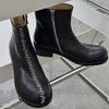 Design niche dark cool Sa Martin boots handmade bright line big head thick heel narrow mouth short boots