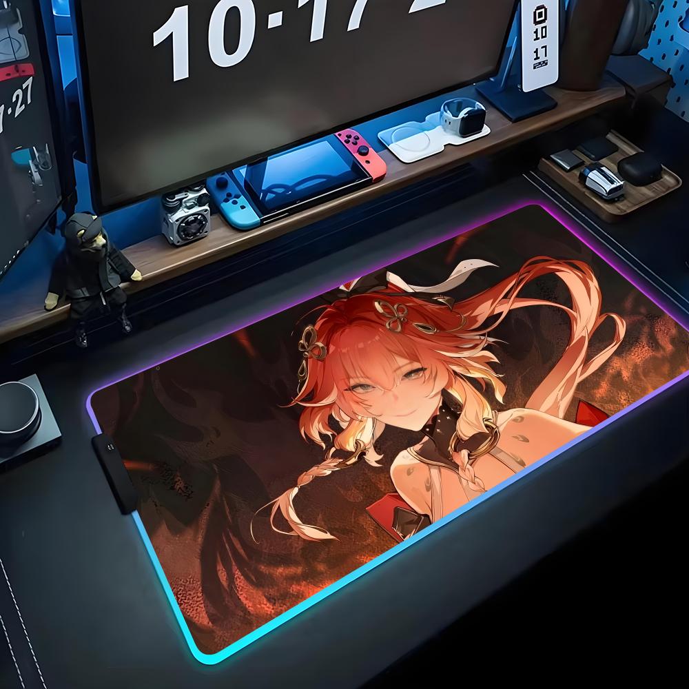 changli wuthering Mouse Pad RGB Gaming Mousepad Big LED Pad PC Desk Mat Luminous Mouse Pad Large Keyboard Mats Table Rug With