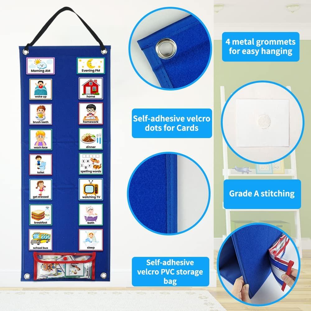 Visual Schedule for Kids Daily Routine Chart with 70 Cards Calendar Pocket Autism Learning Behavioral Tool For School Toys