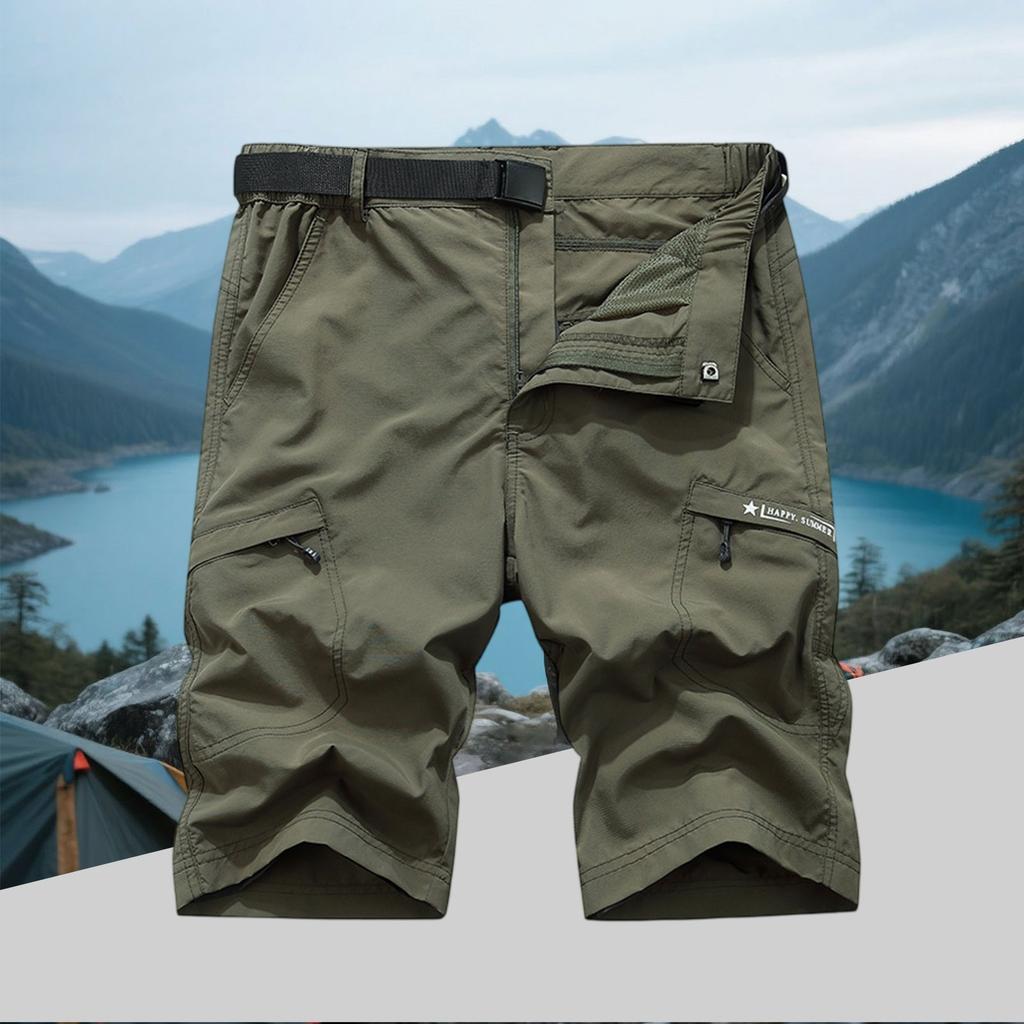 Men's Cotton Cargo Shorts - Multi-Pocket Zippered Military Outdoor Work Pants