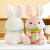 With Bib Bunny Animal Plush Doll Soft Adorable Bunny Dolls Carrot Rabbit Plush Toys  Kids Gifts