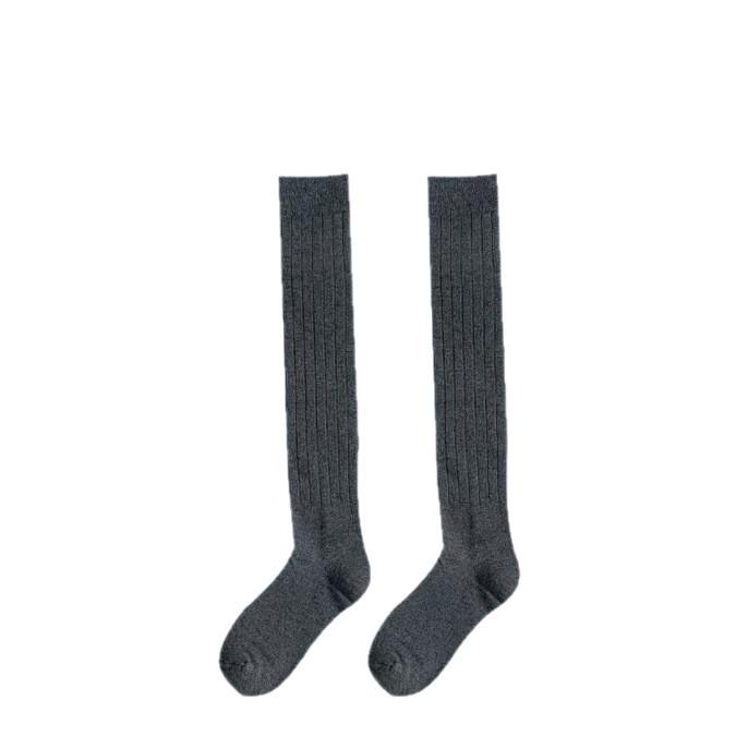 Women's Over-the-Knee Grey Ballet Style Stripe Socks