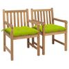 Day and Night - Day and Night Garden Chairs 2 Pcs Teak Wood and Bright Green Cushions