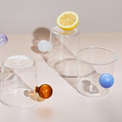 300ml Kugelgriff Wasserbecher Hitzebeständiges Glas Kaffeetasse Kreative Frühstücksmilchtasse Trinkbecher Glasbecher Set