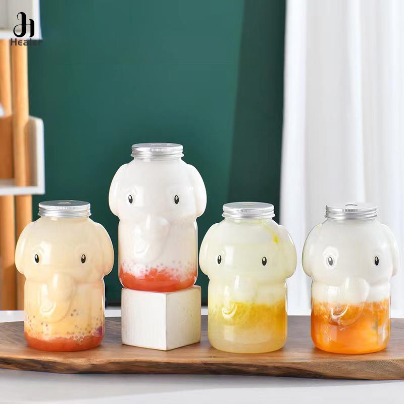 Cute Elephant Water Bottle Cartoon Milk Tea Drinking Cup Portable Bottle Kitchen Water Bottle Home Couple Christmas Bottle Gift