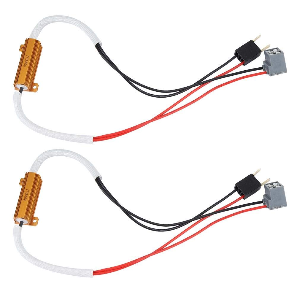 Akozon Headlight Decoder 2pcs LED Headlight Fog Lamp Load Resistance Decoder H7 Anti Flicker Flash Error Cancellation