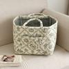 Floral Fabric Storage Basket With Foldable Handle For Home Organization And Gift Use