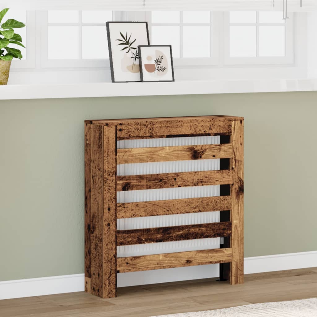 Radiator Cover with Vintage Wood Look 78 X 20 X 82 Cm Wood Based Material