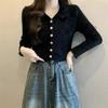 Women's French Soft Knit Long Sleeve Cardigan - Versatile Spring/Autumn 2025 Collection