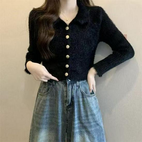 Women's French Soft Knit Long Sleeve Cardigan - Versatile Spring/Autumn 2025 Collection