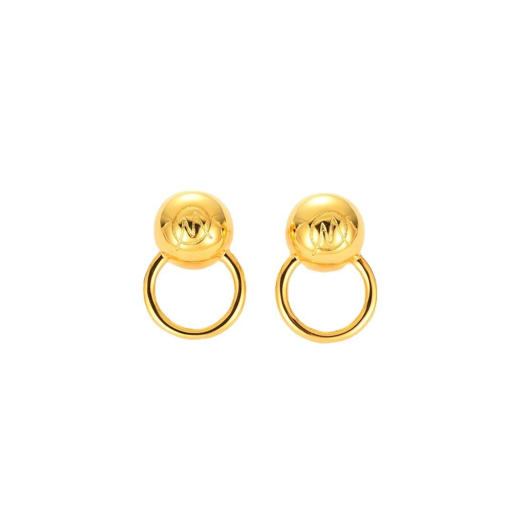 Metal Spherical Earrings Niche Unique Design Trendy Light Luxury High Sense Cold Wind Earrings Women