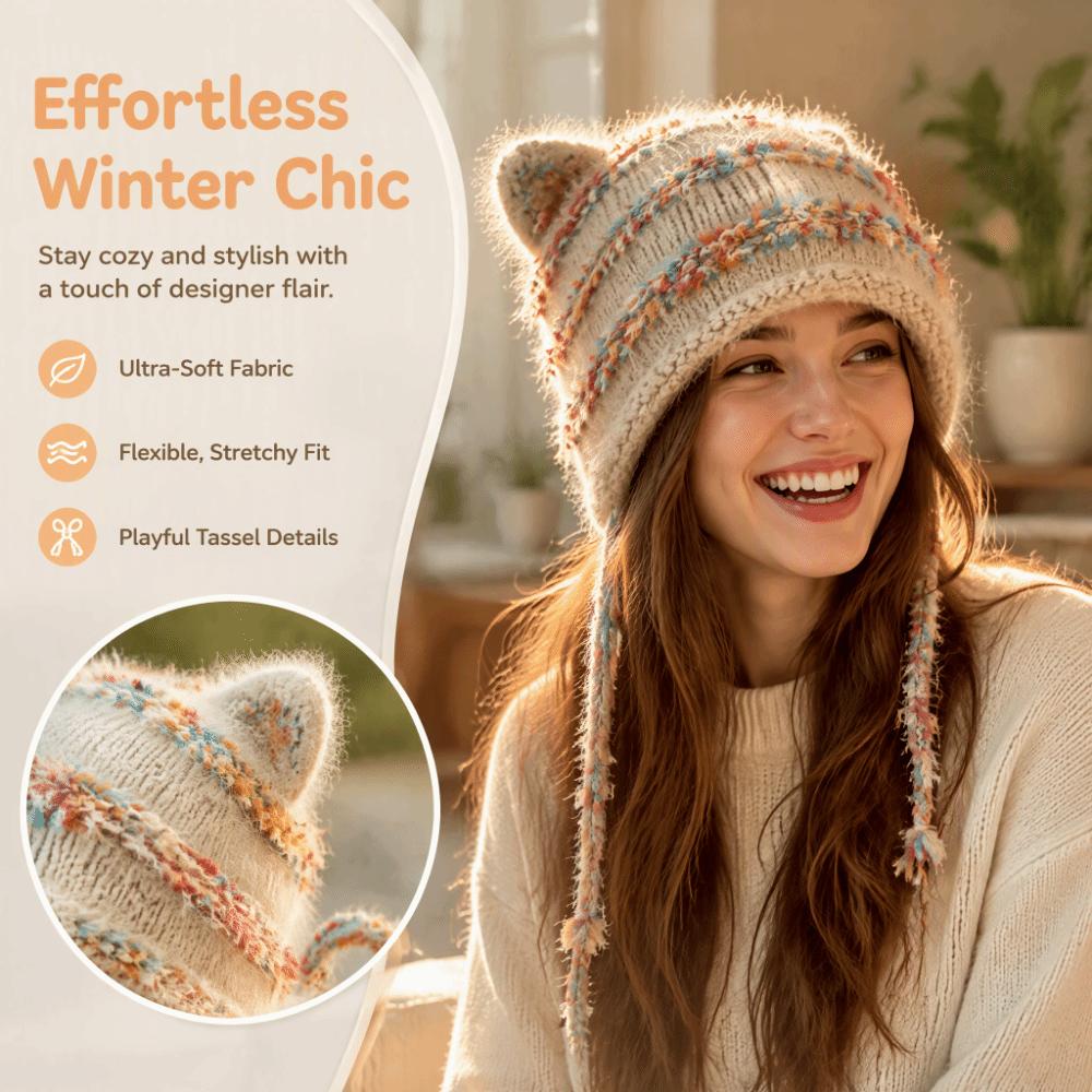 Warm Knitted Cap Ear Protection Beanie Hats Cute Winter Hat  Winter