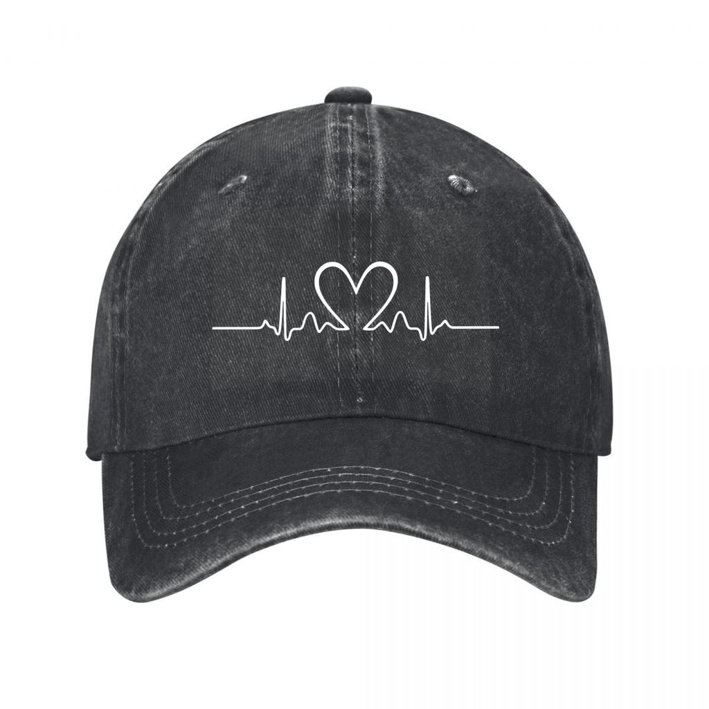 Heartbeat Love Baseball Cap New Vintage Washed Cotton Baseball Cap Parent Kids Sun Hats