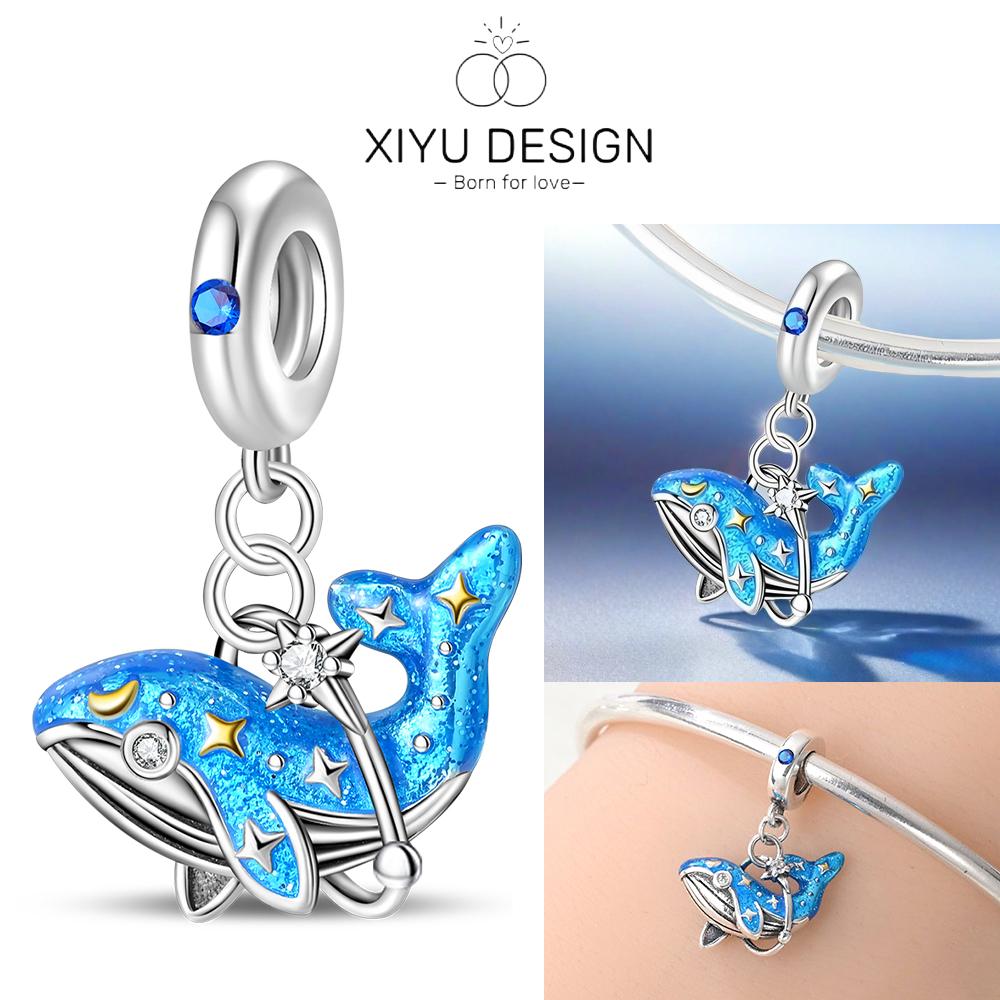 Kupfer Blau Ozean Serie Perlenanhänger Passend Für Das DIY Armband Der Marke Damenschmuck Freundin Geschenke