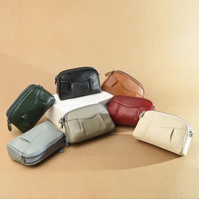 Cowhide Leather Long Wallet Fashion Mobile Phone Bag Double Zipper Large Capacity Women'S Clutch Bag