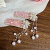 Korean diamond flower pearl fringed hairpin Internet celebrity sweet girl heart BB clip niche design sense personalized hair accessories