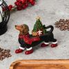 Lighted Dachshund Christmas Decoration Resin Dachshund Ornament with Scarf Boots Light-up Tree Cute Dachshund Figurine for Festive Holiday Table