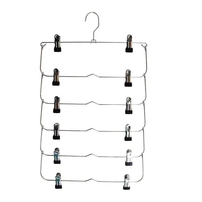 

1 Pcs 6 Layer Clothes Hangers Multilayer Skirt Trouser Hanger for Pants Non Slip Metal Hanger Clips Clothing Storage Rack Holder чёрный