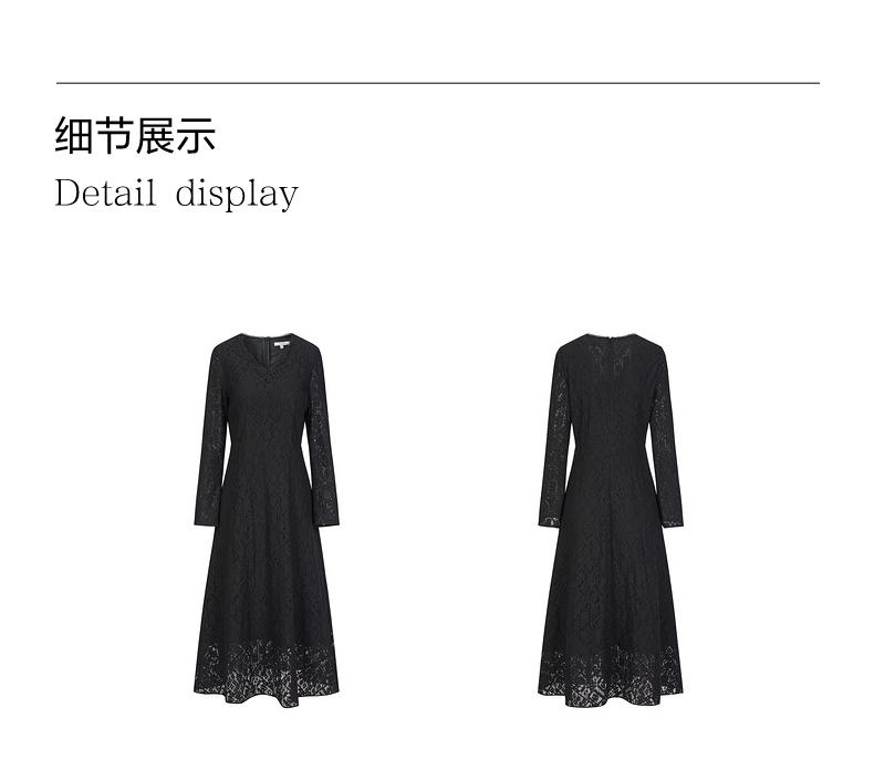 Jiuzi Anna Kou Romantic, Elegant, and High end V-neck Lace Light Dress for Women 2024 Autumn New Collection