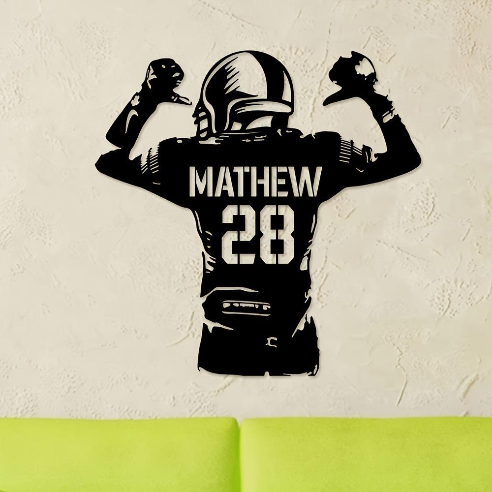 Metal Wall Art Personalized Football Player Sign Home Sports Decor Gift