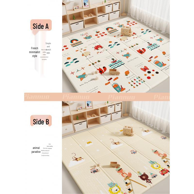 Foldable, Odorless Foam Baby Crawling Mat - Thick, Interlocking Design for Infant Play In Living Room (Girls)