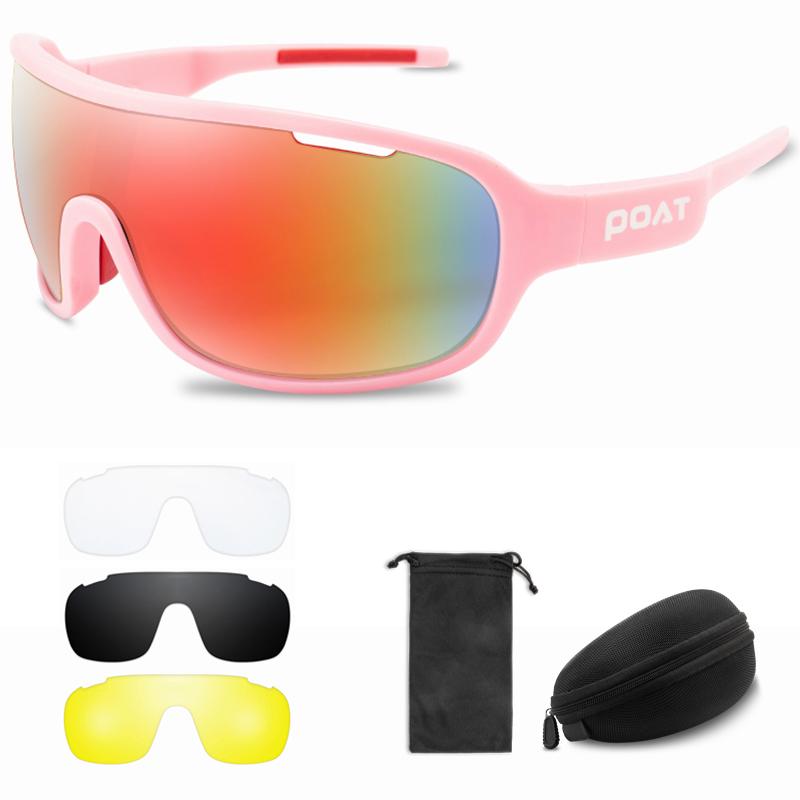 POAT Outdoor Sports Men Women Sunglasses Extra Lens Cycling Eyewear Fashion Bike Bicycle Mtb Goggles with Case UV400