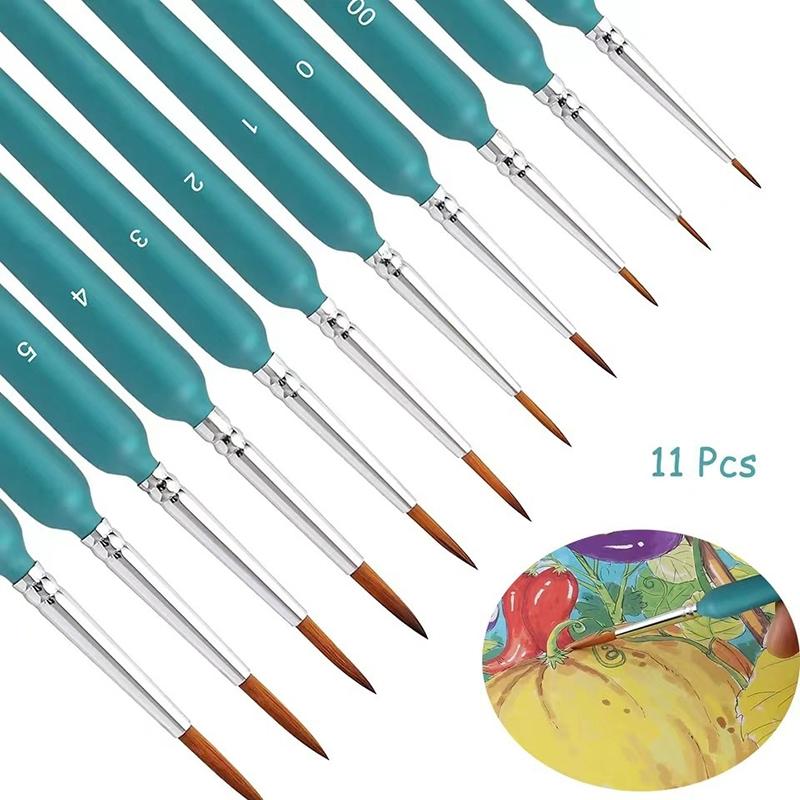 9/11Pcs Fine Detail Paint Brushes Set Miniature Tips Ergonomic Handle for Acrylic Oil Watercolor Painting Art Craft