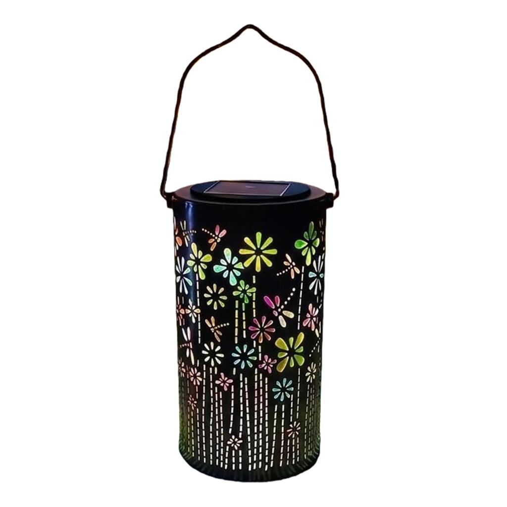 Solar Lantern Outdoor Hanging Solar Lights with Hollow Flower Pattern Waterproof LED Solar Lantern for Mom Women Mother Grandma